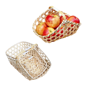 Panier cadeau artisanal en paille de bambou, durable, élégant et naturel, emballage écologique, panier de rangement décoratif - Product Image 1