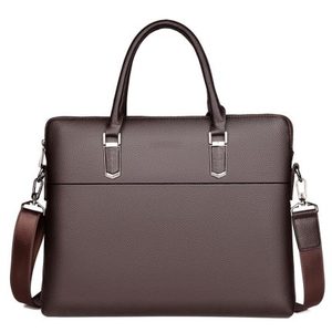 Brown Genuine Leather Laptop Briefcase Top Handle Shoulder Strap High Quality Large Capacity Business Office <b>Waterproof</b> - Product Image 1