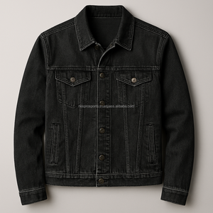 Veste en jean délavée bleu foncé élégante pour homme, coupe ajustée, style formel et décontracté, streetwear vintage, automne, OEM ODM, hiver, imperméable - Product Image 3