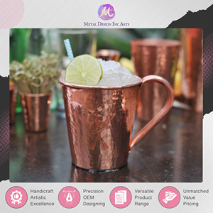 Exportateur indien vendant des articles de bar de qualité garantie : Mug Mule solide de 18 oz avec poignée en cuivre pour cocktails et boissons. - Product Image 5