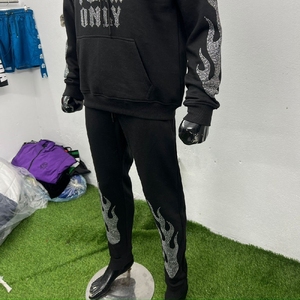 Cheap rate Stylish Rhinestone Sweat Suit Men USA Bling <b>Tracksuit</b> Hoodie Jogger Set Affordable Wear - Product Image 5