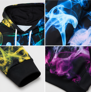Sweat-shirt à capuche pour homme, imprimé 3D effet fumée coloré, sublimation, coupe classique, pull décontracté, respirant, en polyester tricoté, pour l'automne - Product Image 4