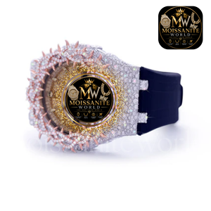 Moissanite World Iced Out Luxury Rose Gold Coin <b>Watch</b> 45mm Full Diamond Quartz Sapphire <b>Crystal</b> Rubber Band Men - Product Image 3