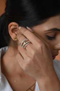 Bagues multiples plaquées or 14K 18K, serties de diamants de laboratoire taille brillant, certifiés IGI, luxe solitaire spécial - Product Image 3