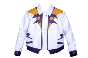 Veste en cuir de vache véritable blanc pour homme avec motifs brodés personnalisés au dos, personnalisation du logo, vestes pour homme - Product Image 4