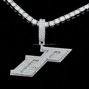 Pendentif Double CP personnalisé avec VVS Moissanite Glace Bijoux Hip Hop en argent plaqué or pour les fêtes avec pierre principale en diamant - Product Image 5