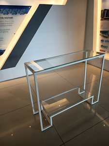 Table console moderne en verre avec structure métallique et étagère inférieure S3119 Design simple - Product Image 4