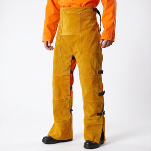 Vêtements de sécurité industriels sur mesure de haute qualité, certifiés CE, résistants aux flammes, en cuir de vachette pleine fleur, pantalon de soudeur - Product Image 3