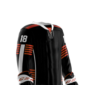 Ensemble de maillot de hockey sur glace pour homme, rouge et noir, manches longues, polyester respirant, coupe régulière, taille adulte 18 - Product Image 4