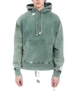 Sudaderas con capucha de invierno con lavado ácido para hombre, ropa de calle de algodón 100%, ropa transpirable con hombros caídos, ropa de calle al por mayor disponible - Product Image 1