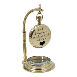 Antique Brass Nautical <b>Clock</b> with Working Compass <b>Vintage</b> Hanging Table <b>Clock</b> Maritime Desk Decor Collectible Timepiece - Product Image 3
