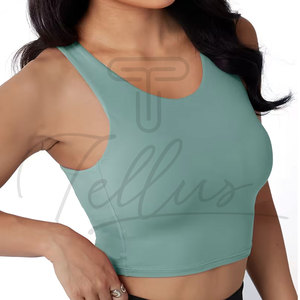 Débardeur court en coton tricoté uni personnalisé avec logo, de haute qualité, pour femme, idéal pour l'entraînement – Vente en gros - Product Image 4