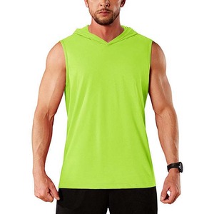 Camiseta sin mangas con capucha para hombre, de color sólido, de secado rápido, de poliéster tejido, informal, para verano, con logo estampado en la parte delantera, corte regular. - Product Image 3