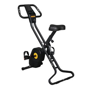 Vélo d'exercice pliable noir pour la maison avec écran LCD, vélo de spinning à air pour le fitness, transmission électrique par chaîne, matériau en acier, kit d'accessoires - Product Image 1