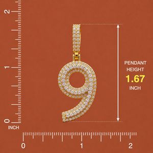 Pendentif porte-bonheur numéro en argent 925, avec breloques Moissanite VVS style Hip Hop, serties de pierres, testées au diamant - Product Image 3