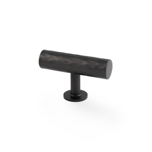 Poignée en laiton martelé à la main de style mid-century, finition brossée antique, à trou unique pour portes de placards et de armoires - Product Image 4