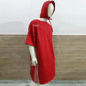 Tunique médiévale viking rouge en coton avec capuche, manches courtes, costume de chevalier Renaissance, tenue de guerrier pour reconstitution historique, vêtements de cosplay - Product Image 3