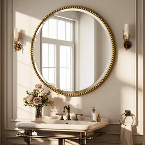 New Trending Handmade Metal Wall Mirror Luxury Elegant Accent Mirror for Modern Hotel Home Bedroom Hallway Entryway Wall <b>Decor</b> - Product Image 2