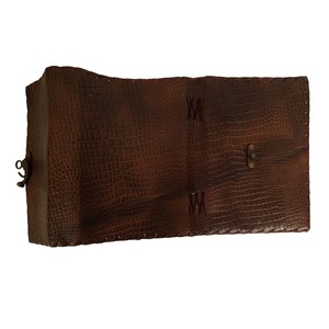 Vintage Crocodile Pattern Leather Journal <b>with</b> Brass <b>Lock</b> Handmade Embossed Leather Bound Notebook Sketchbook & Travel <b>Diary</b> - Product Image 3