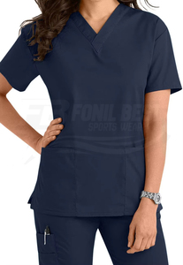 Blusa de Uniforme Hospitalario para Mujer, Cuello en V, Verde, Algodón y Poliéster, Manga Corta, Diseño Personalizado - Product Image 3