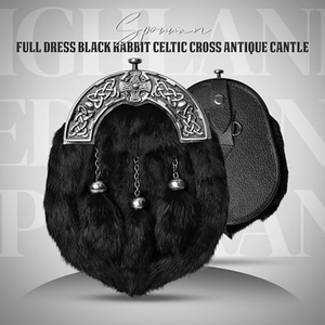 Sac de kilt écossais personnalisé en fourrure avec nœud celtique, accessoires de dos en cuir pour robe Highland SPR-01 - Product Image 6