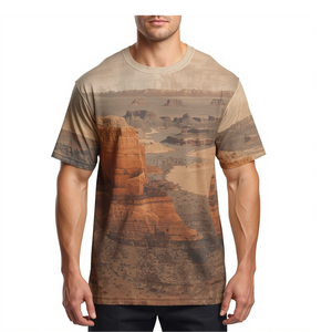 Camiseta Sublimada para Hombre, Diseño Desértico, Estilo Oversize, Ropa Gráfica Inspirada en el Aire Libre - Product Image 3