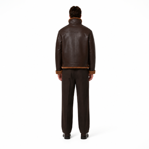 <b>Men's</b> B-6 Aviator <b>Jacket</b>-Minimal Luxury Sheep Nappa <b>Shearling</b> Pilot Outerwear Waterproof Windproof Custom OEM Logo Winter Stand - Product Image 2