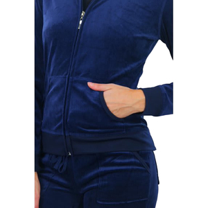 Women Navy Blue Breathable Lightweight Hooded Tracksuit Full Length Sleeve Side Pockets Regular Fit Casual Autumn Wear Solid - Product Image 5