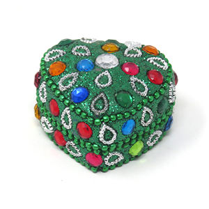 High Quality Lac Beaded <b>Material</b> Heart Jewelry <b>Box</b> Indian Handcrafted Colorful Beaded Lac Glitter Jewelry <b>Box</b> from India - Product Image 2