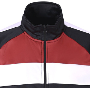<b>Men</b> Black Red <b>White</b> Color Block Tracksuit Set Full Zip <b>Jacket</b> and Pants Polyester Sportswear Training Suit Manufacturer - Product Image 3