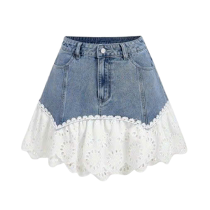 Jupe en jean patchwork style cargo design utilitaire fournisseur vietnamien quantité minimale de commande de gros 50 pcs - Product Image 4