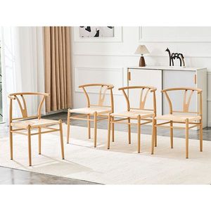 Sedia da Pranzo Wesborn a Y in Stile Medievale, Colore Legno Naturale con Dettagli in Ferro e Seduta Intrecciata in Corda Naturale per Poltrona - Product Image 4