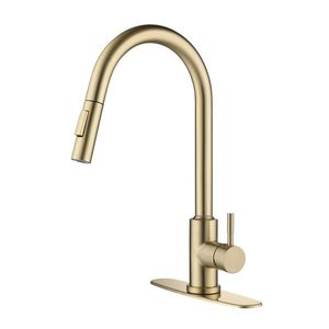 Brushed Gold Pull Down Sprayer Kitchen Faucet with Touch Technology - Product Image 1