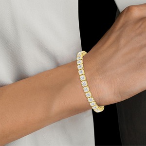 Asscher Cut Bezel <b>Set</b> Lab Grown Diamond Tennis Bracelet 17.61 CTW 9K Rose Gold - Product Image 5