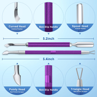 Prix raisonnable, nouveau pousse-cuticules professionnel de qualité médicale en acier inoxydable à double extrémité, ensemble d'outils de manucure, violet