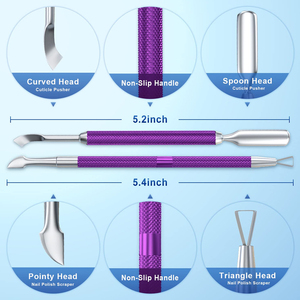 Juego de Herramientas de Manicura Profesional con Mango Morado, Precio Razonable, Nuevo, Empujador de Cutículas de Acero Inoxidable con Estuche de Viaje - Product Image 2