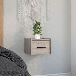 Light Grey Boa Single Drawer <b>Floating</b> Nightstand with Handle <b>Wall</b> Mounted End Table & Side Table for Bedroom - Product Image 1