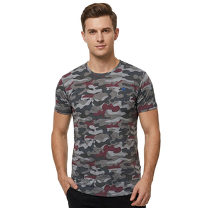 Men's <b>Camouflage</b> Print Short Sleeve <b>T</b>-<b>Shirt</b> Regular Fit O-Neck Cotton Casual Style Eco-Friendly Anti-Wrinkle Customizable Front - Product Image 3