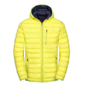 Men's Yellow Hooded Puffer Jacket Windproof Winter <b>Coat</b> <b>Slim</b> Fit Zipper Closure Casual Outdoor Wear - Product Image 1