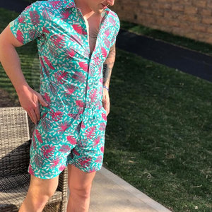 <b>Men</b> <b>Rompers</b> Lightweight Cotton Casual Summer Short Sleeve Outdoor Travel Fashion Trendy Sport Relaxed Outfit - Product Image 3