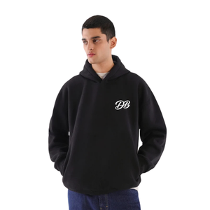 Sweat-shirt à capuche oversize noir personnalisé avec logo pour femme, en molleton épais, coupe décontractée, style streetwear, vente en gros - Product Image 6