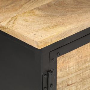 Mobile TV di medie dimensioni in legno massello di mango nero e marrone, elegante supporto - Product Image 6