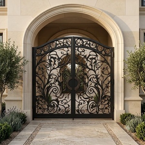 Puerta Doble de Jardín de Hierro Forjado Estilo Victoriano Europeo, Resistente al Óxido, con Recubrimiento en Polvo, Fácil de Montar, Apertura Abatible, Control Manual - Product Image 4
