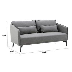 Divano componibile moderno grigio con braccioli arrotolati per soggiorno domestico con 2 cuscini - Product Image 2