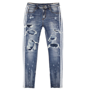 High Quality Men Denim Jeans Slim Fit <b>Stretch</b> Y2K Vintage Pencil Pants Ripped Custom OEM Bulk Wholesale - Product Image 2