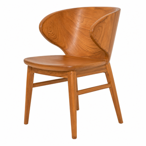 Chaise de salle à manger scandinave moderne en teck massif avec dossier sculpté en forme de coquille |   Imperméable, durable et écologique pour appartements, hôtels et parcs - Product Image 3