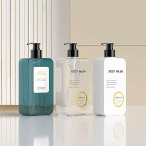 Custom Cosmetic Packaging 500ml 16.9oz Flat PETG Plastic <b>Bottle</b>-Lotion <b>Pump</b> Sprayer for <b>Shampoo</b> & Conditioner Unalilia GZSF-17 - Product Image 3