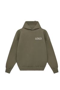 Ensemble survêtement homme vert olive uni avec logo personnalisé, sweat à capuche et pantalon de jogging assorti, OEM ODM, vente en gros de vêtements - Product Image 4