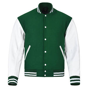 Chaqueta universitaria unisex de lana estilo personalizado, con capucha, cuello alto, patchwork geométrico, gruesa, de lona tejida, para invierno, venta al por mayor - Product Image 2