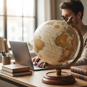 ARTISTIC CRAFTS Globo Terráqueo Decorativo de Escritorio con Base de Madera |   Globo Terráqueo de Aluminio y Plástico para Oficina, Decoración del Hogar y Uso Educativo - Product Image 2